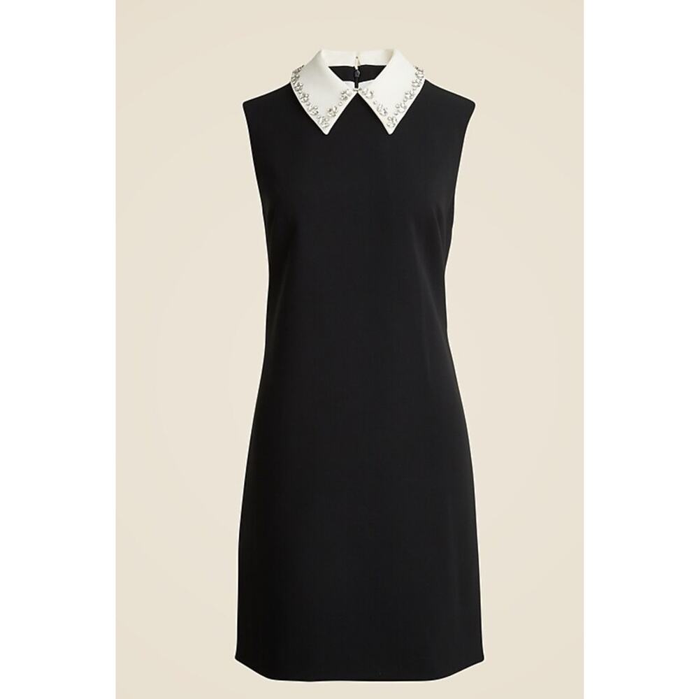 Elegant Black Sleeveless Dress with Embellished Collar